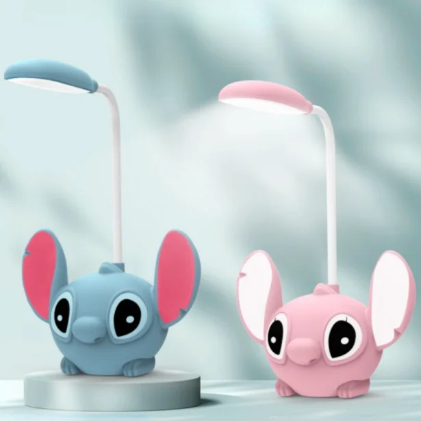 New Disney Stitch LED Table Lamp Cartoon Anime Character Accessories Eye Protection Bedside Night Light with Pencil Sharpener