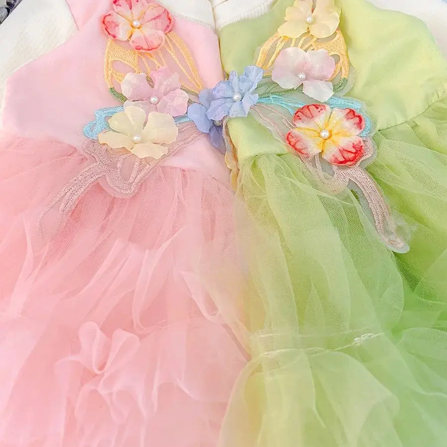 فستان عيد الميلاد للفتيات للربيع والخريف بنمط الفراشة وأكمام طويلة شبكي منفوش للفتيات فستان بناتي لطيف وبسيط #4