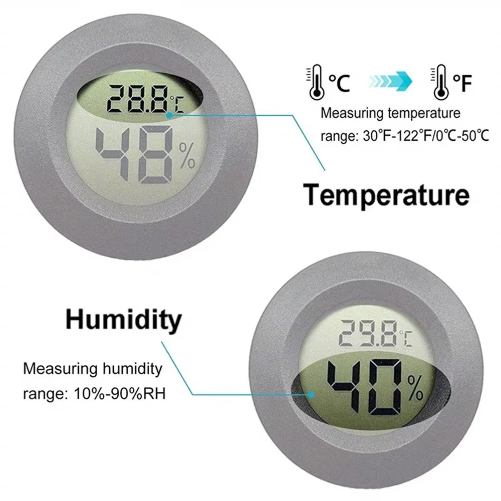 4 Pack Mini Digital Hygrometer Thermometer Fahrenheit or Celsius Meter LCD Monitor Indoor Room Round Humidity Temperature Gauge