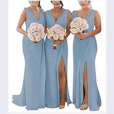 

Sexy Deep V Split Long Dr Evening Gown 2025 New Maid of Suit Cross-Border Evening Gown mid Waist Princ Skirt