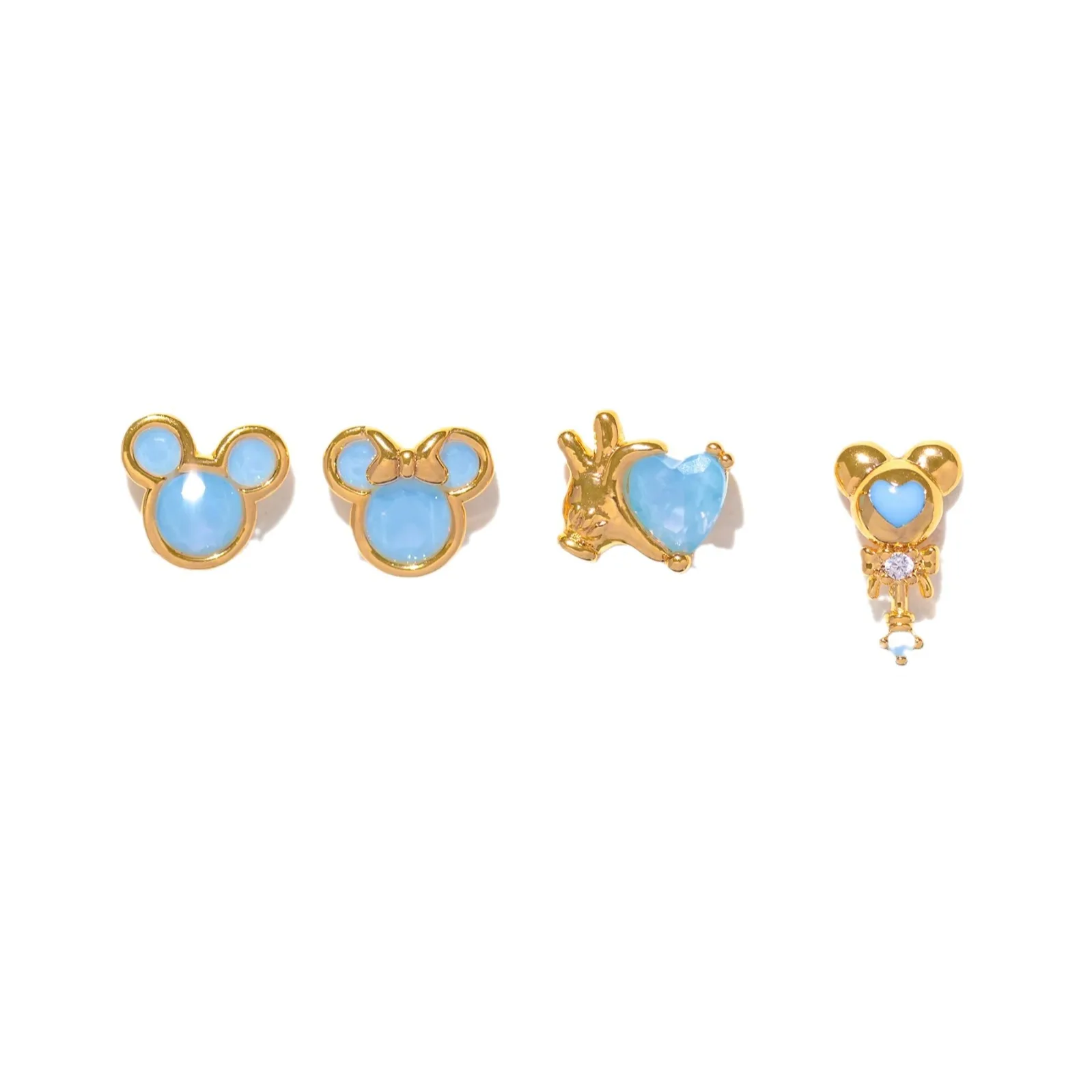 New ins Cute Cartoon Heart Earrings Set For Women Girl Fashion Vintage Pink Blue Head Stud Earring Wholesale Jewelry Gift