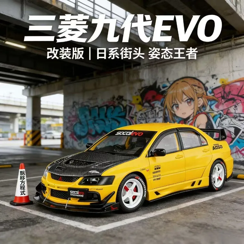 1:24 Mitsubishi EVO 9 Modified Alloy Car Open Hood Trunk Doors Simulated Interior Wheel Pull Back Display Gift - view 6