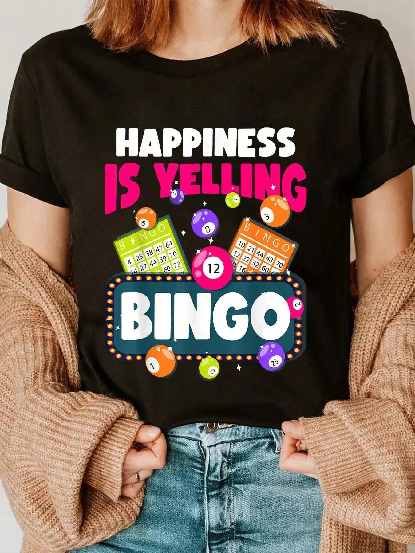 

Одежда для бинго Товары для любителей бинго Футболка Lucky Bingo Футболка с круглым вырезом и короткими рукавами Женская и мужская футболка с рисунком