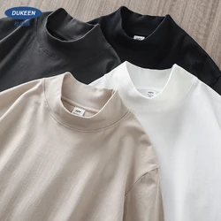 Dukeen 270G Heavyweight Half-Turtleneck Long-Sleeve T Shirts for Men Autumn 100% Cotton Solid Color Undershirt Men's Clothing