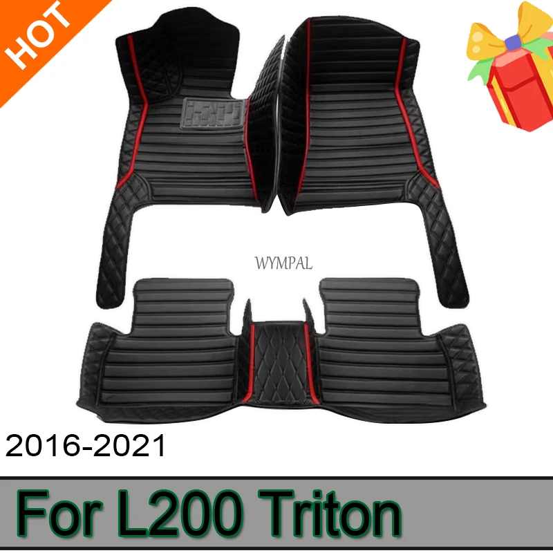 Custom Made Leather Car Floor Mats For Mitsubishi L200 Triton 2016 2017 2018 2019 2020 2021 Carpets Rugs Foot Pads Accessories