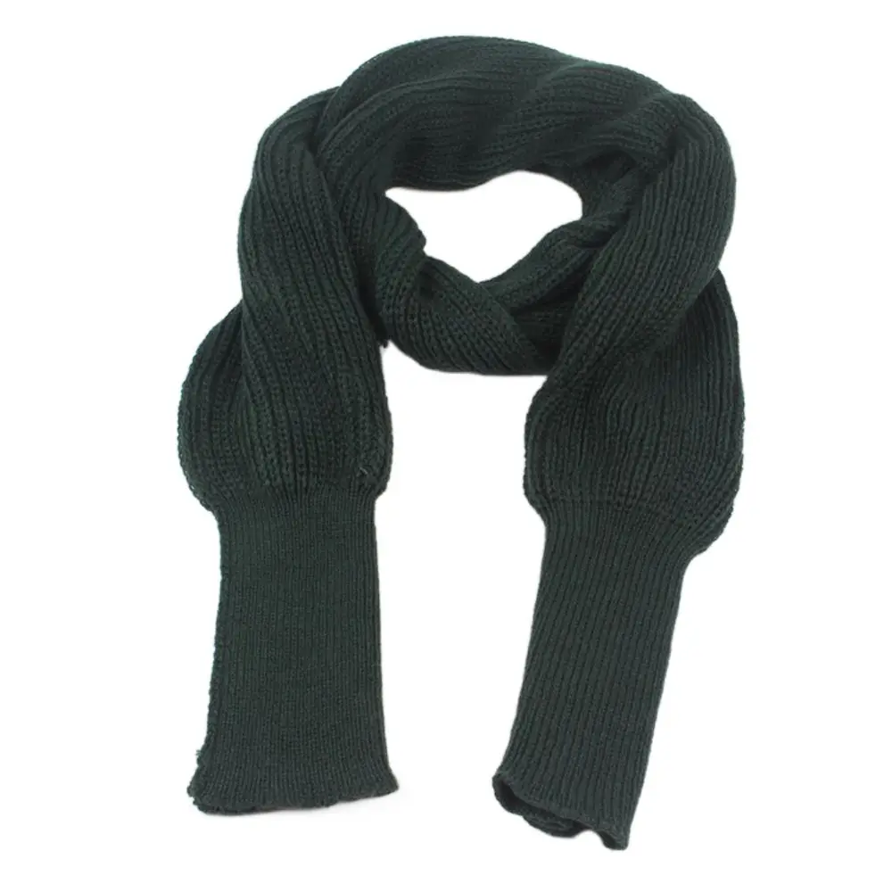

Solid Color Windproof Faux Wool Korean Style Knitted Scarf Long Sleeve Wrap Scarf Autumn Winter Shawl Scarf Unisex Scarf Poncho