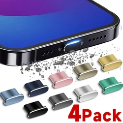 4-1Pcs Luxury Metal Phone Dust Plugs for IPhone 15/15 Plus/15 Pro/15 ProMax Type Charging Port Anti-dust Plug Protective Caps