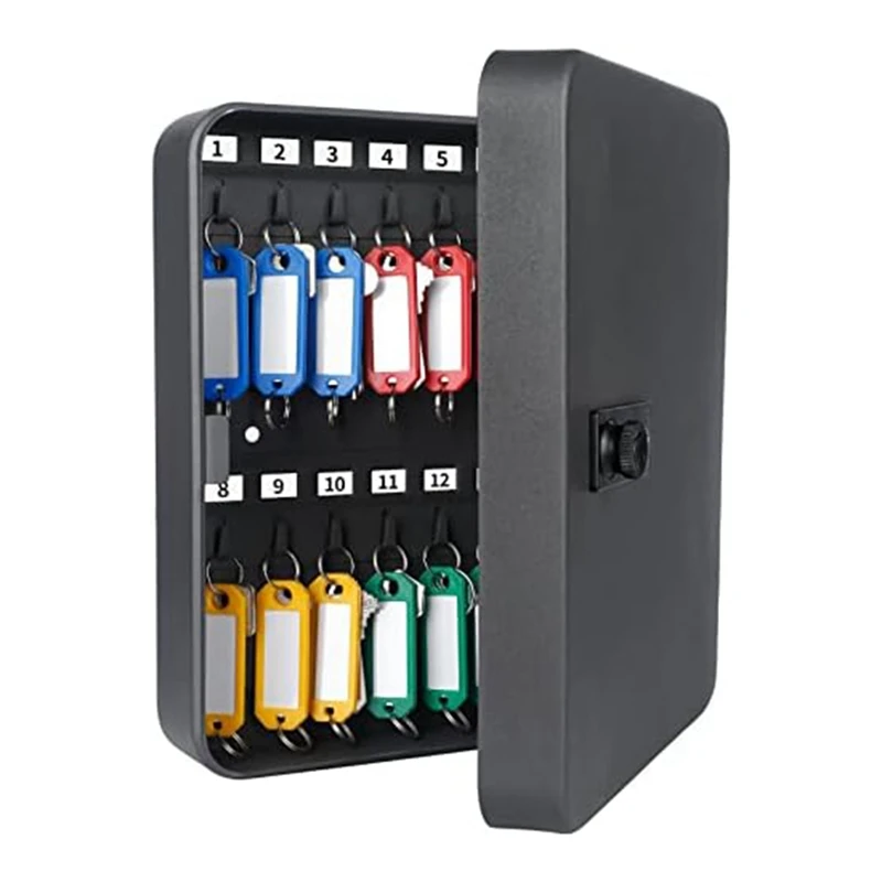 1 PCS Iron Key Cabinet With Combination Lock Wall-Mounted Key Storage Box With Resettable Combination Black Digital Security Box