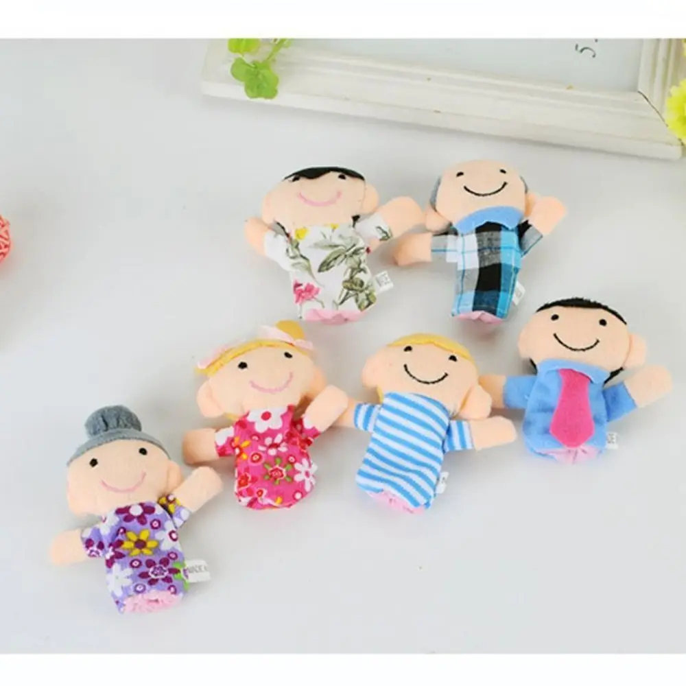 ชุดหุ่นนิ้วมือนุ่ม 6 ชิ้น ชุดของเล่นเสริมพัฒนาการ ผ้ากำมะหยี่ การ์ตูนเพื่อการศึกษาสำหรับเด็กเล็ก 1-3 ขวบ