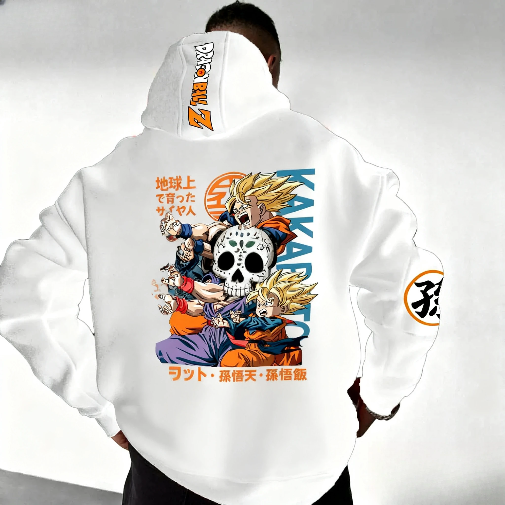 Bandai Skull Wukong Wufan Wutian Felpa con cappuccio da esterno autunno e inverno stampata da uomo e da donna Top caldo ampio di grandi dimensioni