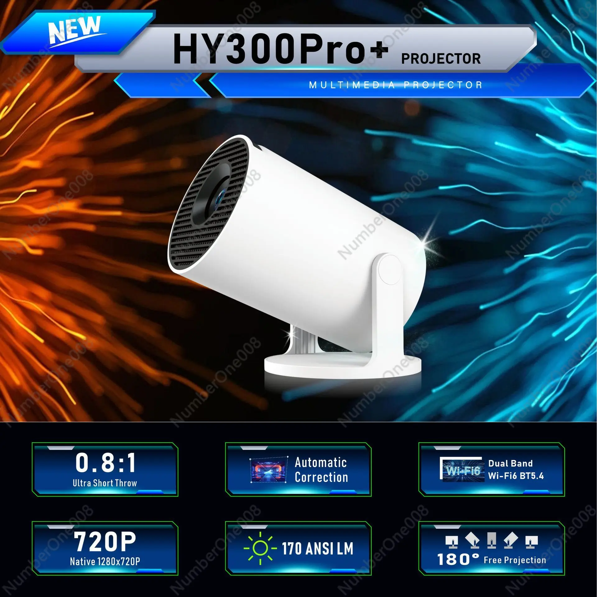 HY300pro/HY300 Ultra/HY260 Pro 4K Smart Projector, Android 11/14 OS, Auto Focus, 200 ANSI, Portable Mini Home Theater Projector
