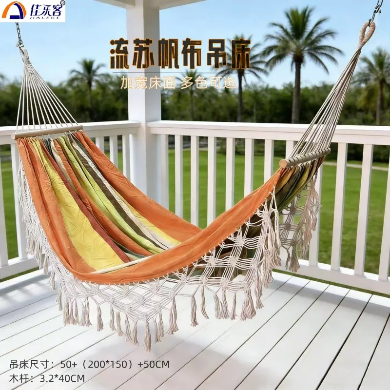 200X150cm Two Person Anti Rollover Hammock Wooden Widened Swing Indoor Outdoor Balcony Home Camping Portable Lazy Hanging Rest