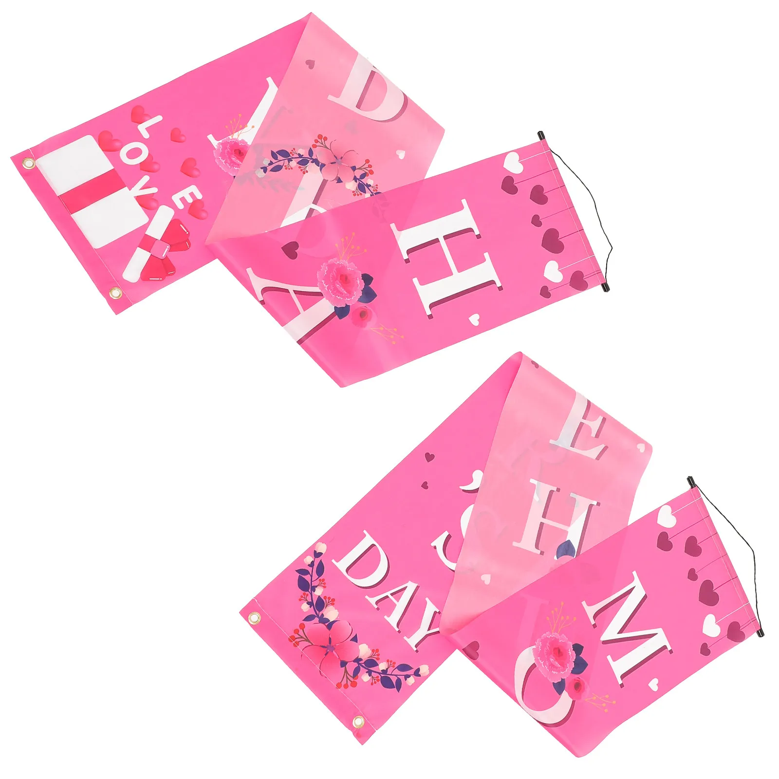 1Pair Festival Door Curtain Premium Mother's Day Door Hanging Pendant Pink Party Banner Photo Props Decorations Party Supplies