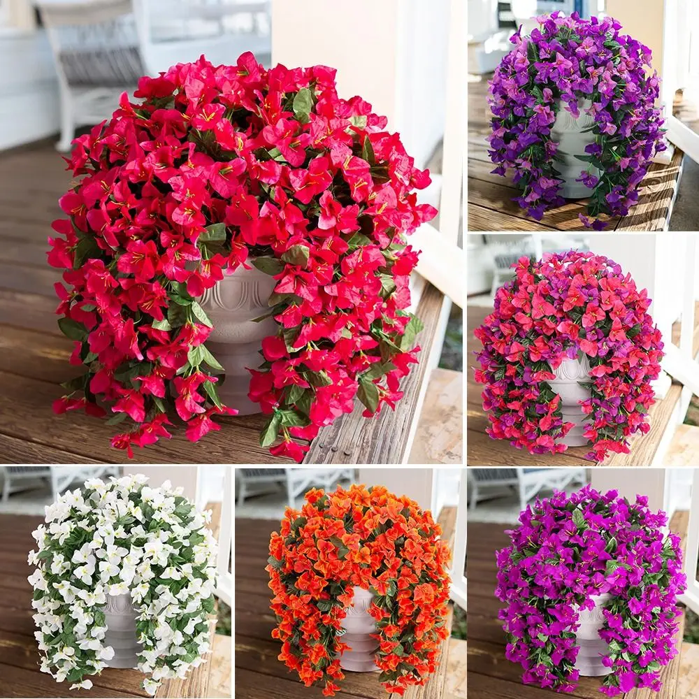 واقعية فو Bougainvillea مقاومة للأشعة فوق البنفسجية وهمية الحرير الزهور الاصطناعية نبات زائدة طويلة الصيف الديكور Bougainvillea فاينز