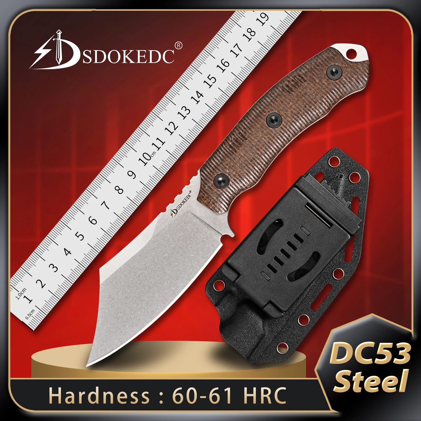 

SDOKEDC Edc нож с фиксированным лезвием уникальные ножи DC53 стальные ручные инструменты для кемпинга, пешего туризма, альпинизма, рыбалки, инструмент для выживания