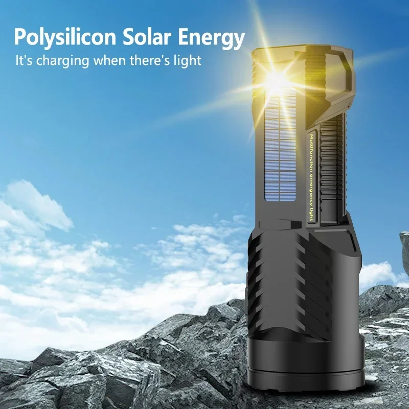 Powerful Solar LED Searchlight Outdoor Multifunction USB Rechargeable P70 Work Light LED Flashlight Long Range Camping Lantern