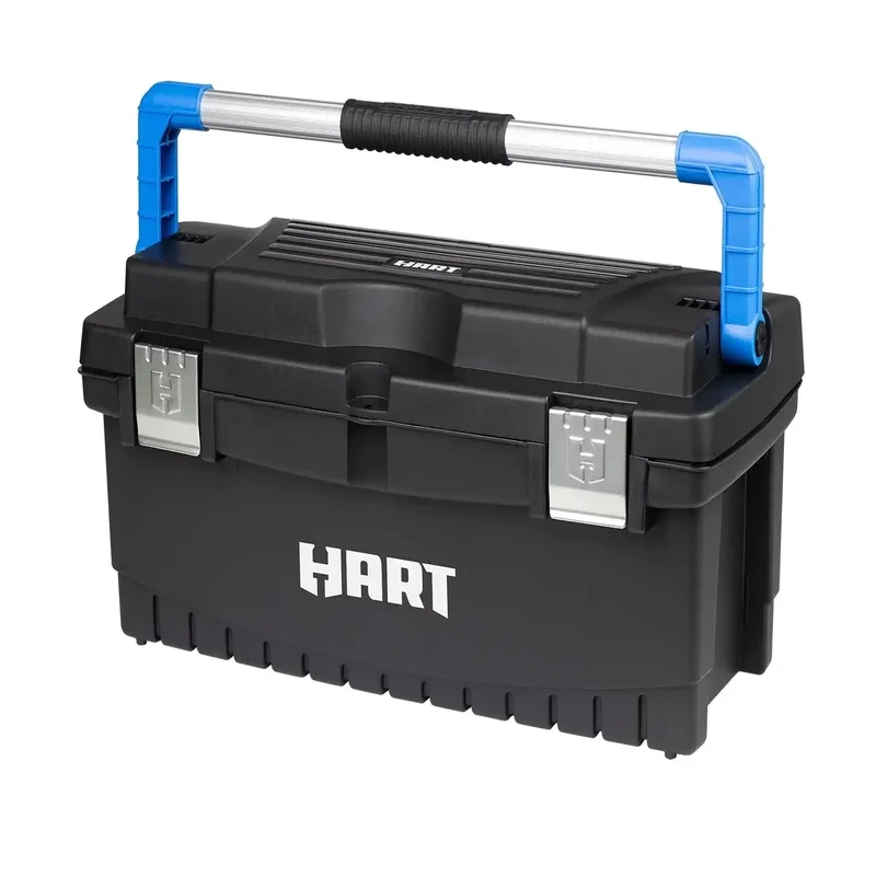 

26" Toolbox, Resin Tool Storage and Organization, Black with Blue Accents