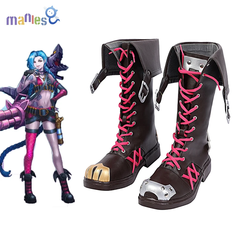 

Manles Games LOL Arcane Jinx Cosplay Shoes Props Boots League of Legends Cosplay Halloween Party Accessories