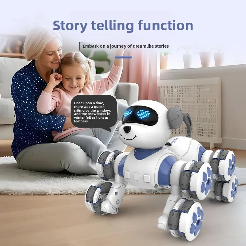 Nuevo Perro Robot con Control remoto inteligente, perro acrobático de 8 ruedas, forma de mascota bonita rosa, perro Robot de juguete para mascotas para niños