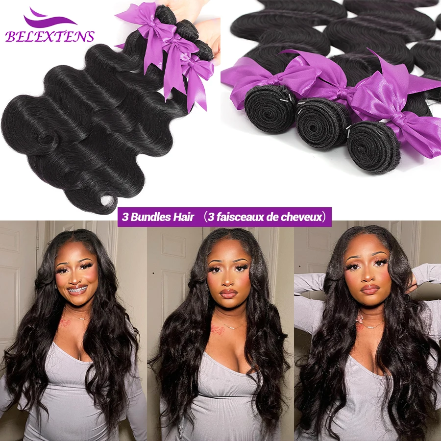 28 30 32 Inch Body Wave Bundles Human Hair Brazilian Raw Hair Weave Bundles Remy Human Hair Extensions 2-5 Days Fast Shipping