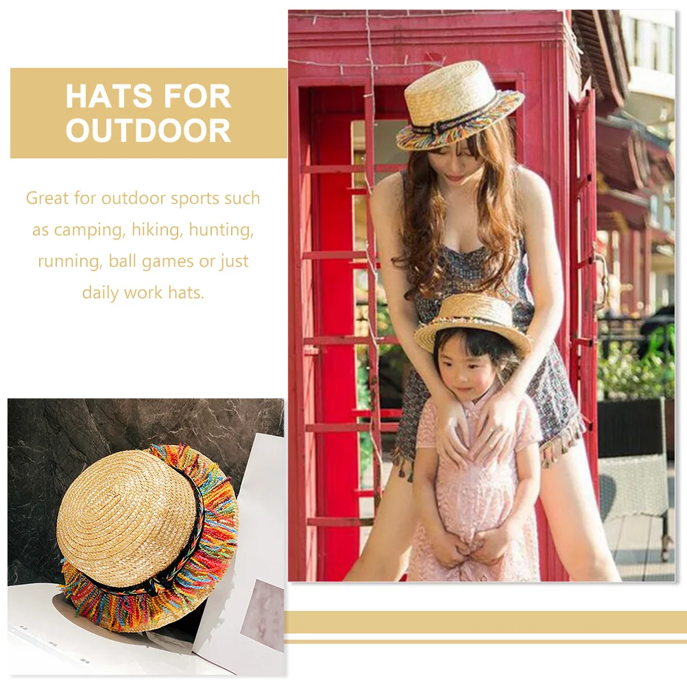 

Beach Straw Hat Adult Summer Wide Brim Hemp Rope Color Tassel Sun Protection Outdoor Travel Vacation Decorative Hat