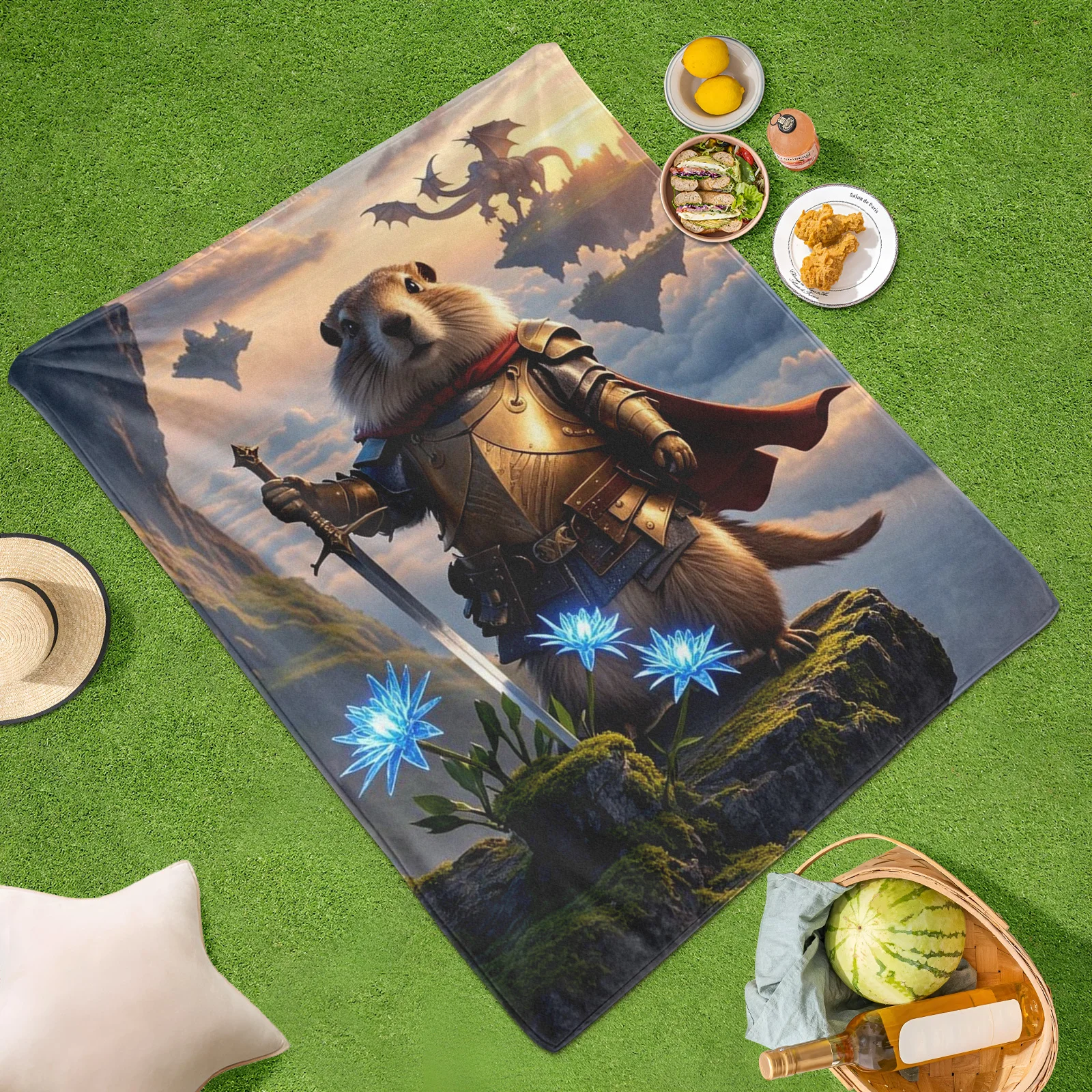 Одеяло Groundhog Knight с накидкой Cliffside Design для использования на открытом воздухе с тематикой героев и тяжелых приключений