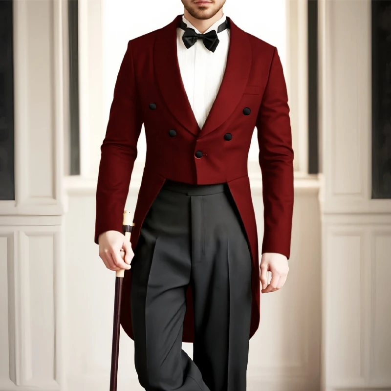 

Men's Suit Men's Elegant Steampunk Victorian Tailcoat Gothic Suit Blazer Groomsmen Groom Jacket Parties Pirate Cosplay Long Coat