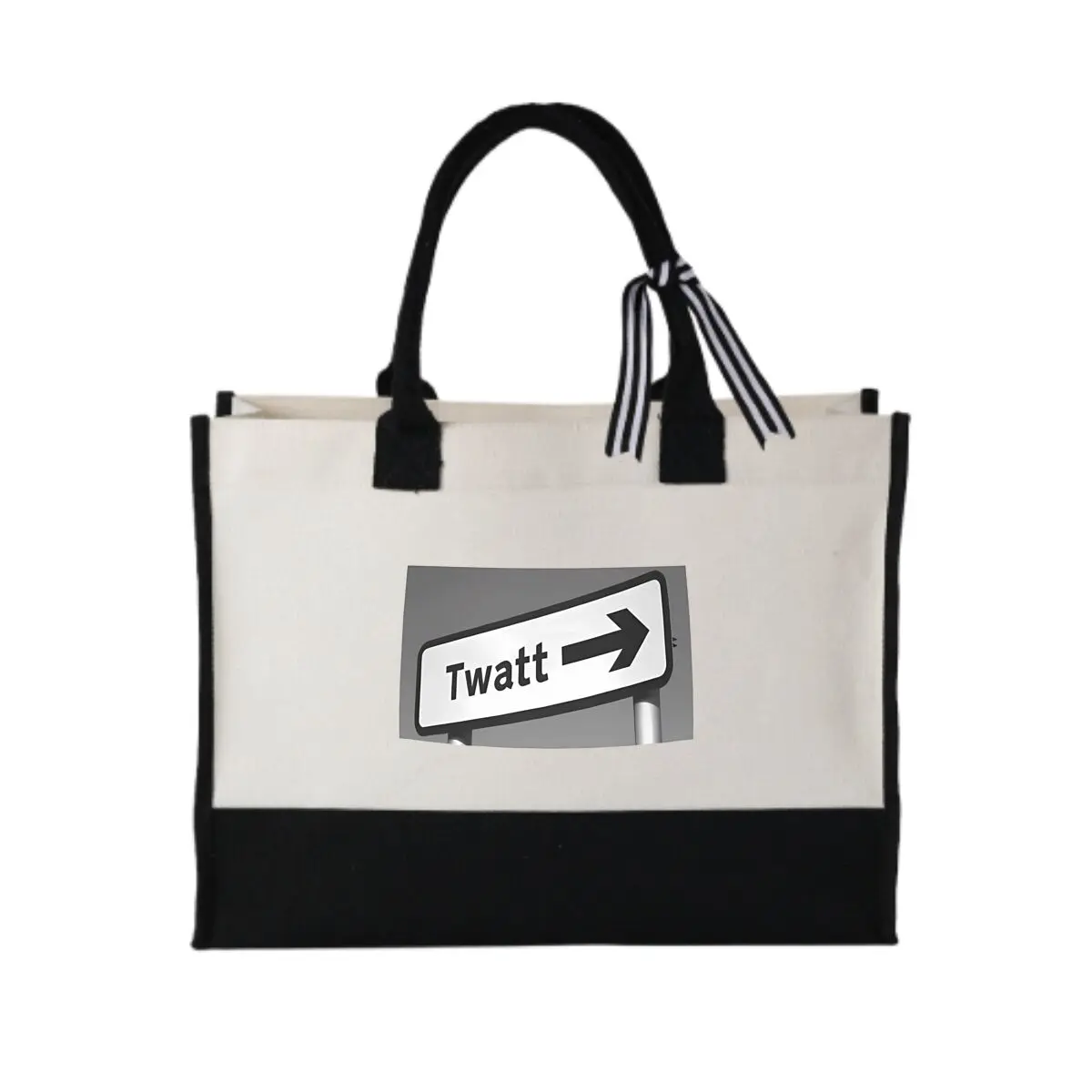 

Quirky Sign Twatt Direction Fashionable Patchwork Canvas Gift Tote
