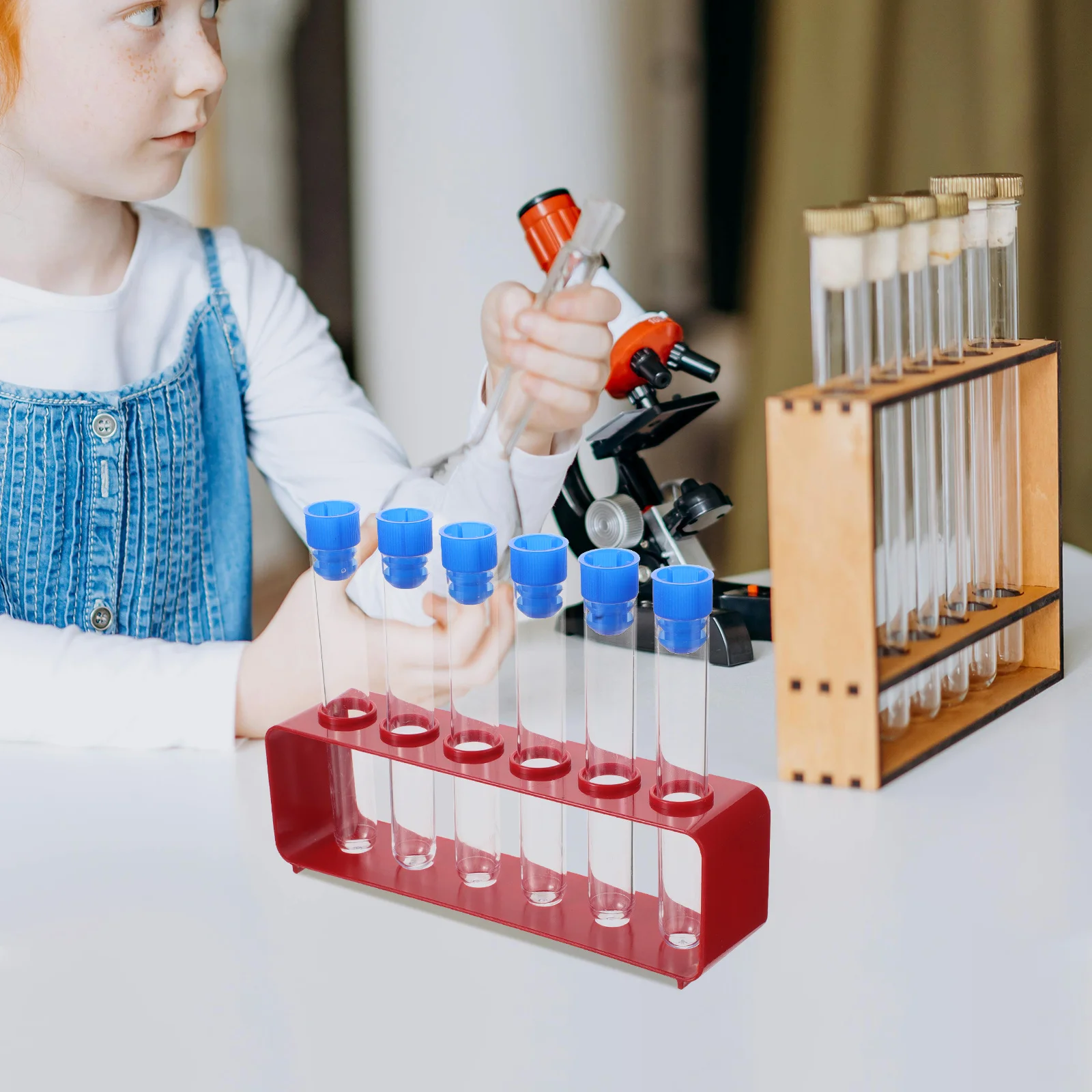 

1Set Plastic Science Test Tubes Clear Lab Tubes with Caps Storage Rack Educational Chemistry Set Chemistry Set
