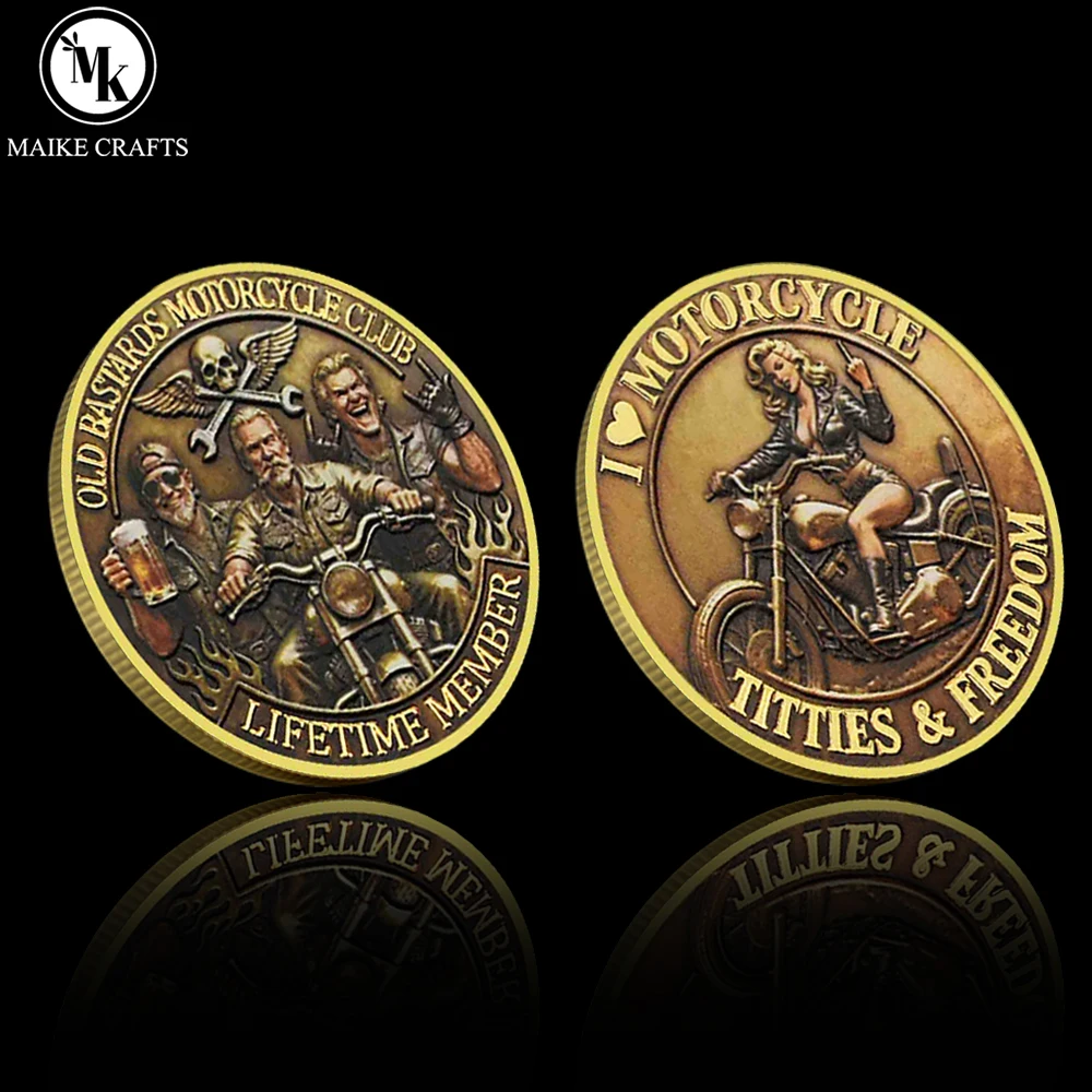Vintage Motorcycle Club Challenge Coin Double Sided Commemorative Collectible Biker Souvenir Gift for Men Riders