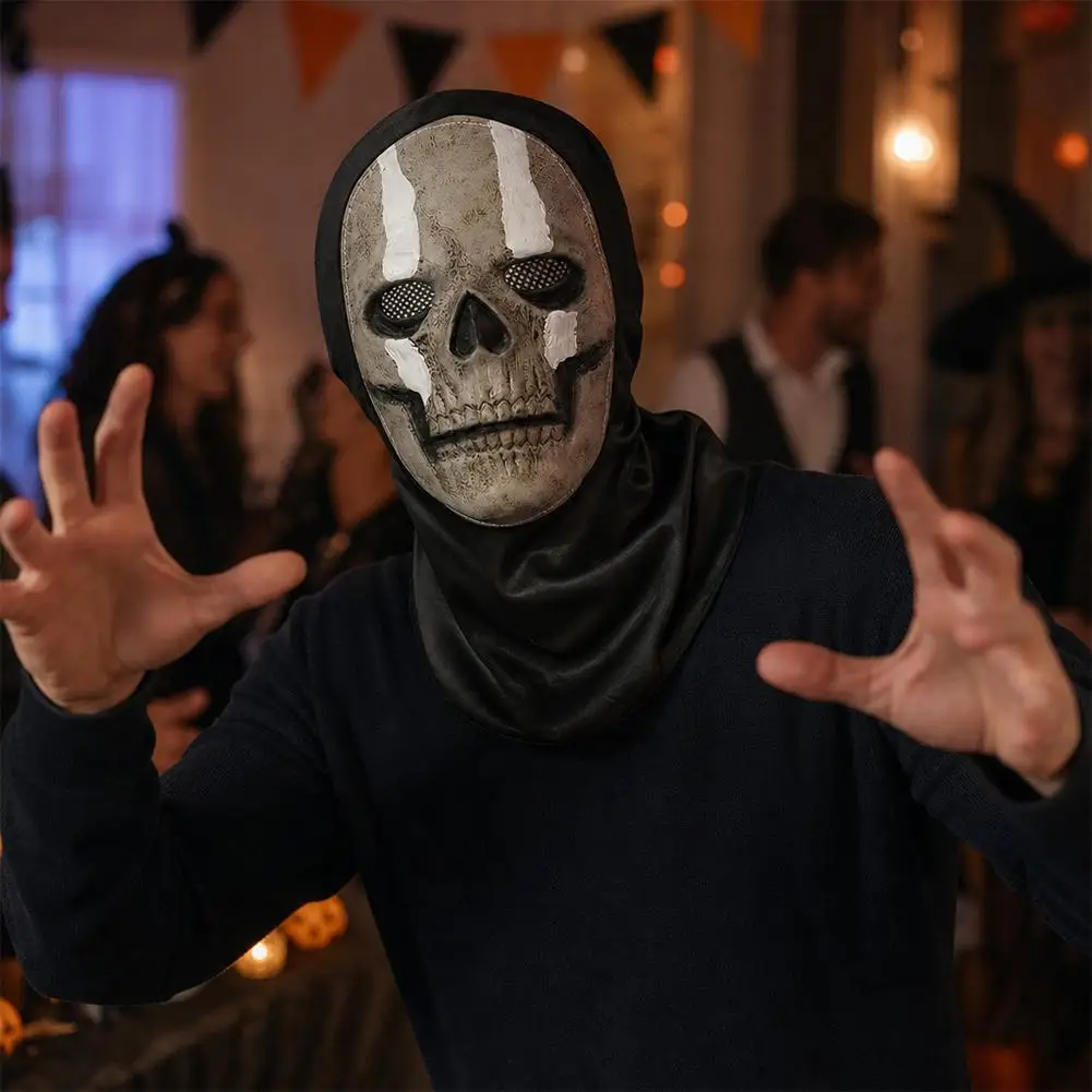 Halloween-Geistergesicht 3D-gedruckte Maske, dehnbares Netz, Vollgesichtsmaske, Totenkopf-Rollenspiel-Kopfbedeckung, Halloween-Cosplay-Horror-Balaclava – Detail 20