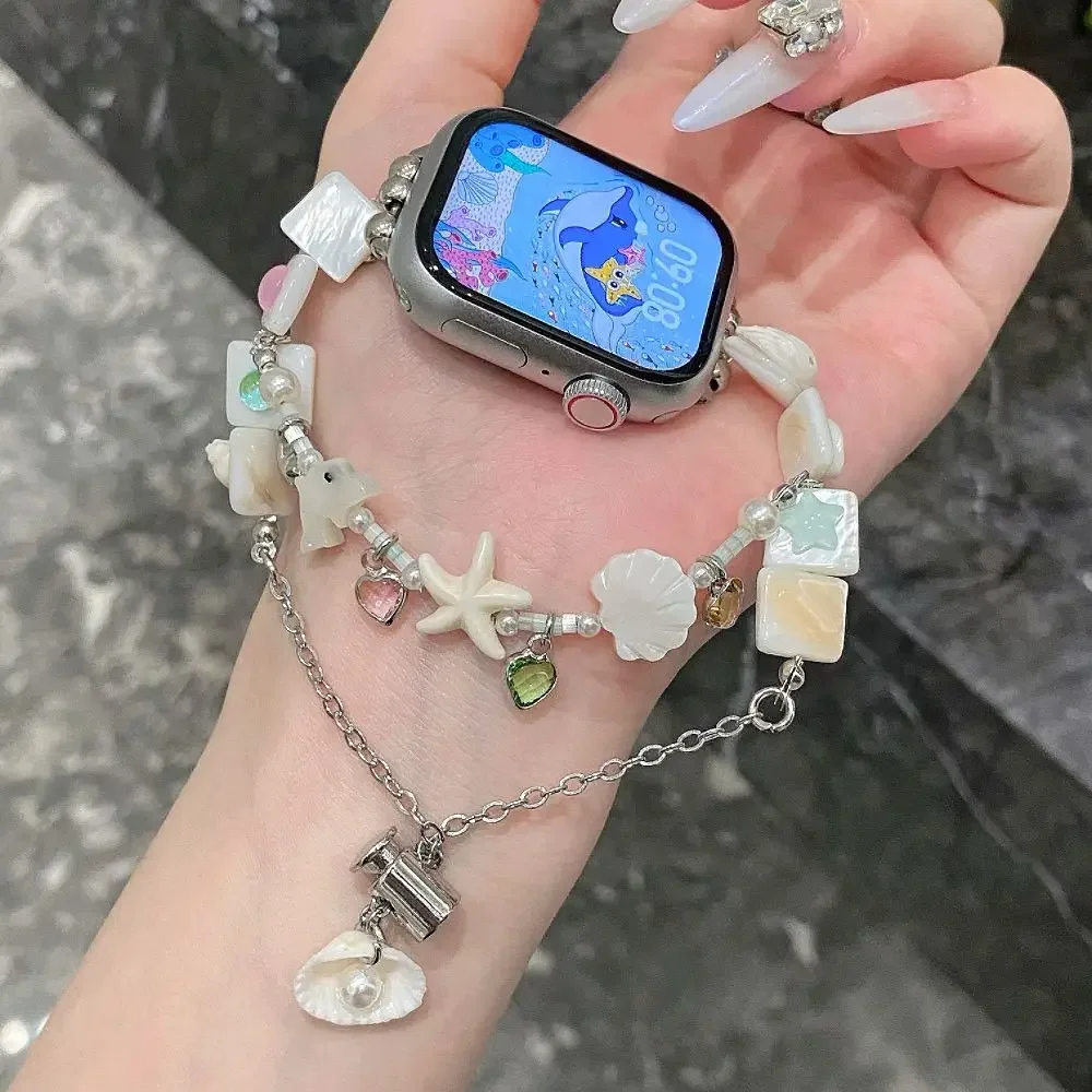 

Cute Shell Bracelet Compatible with iWatch Strap 38mm 40mm 41mm 42mm 44mm 45mm 49mm Fashionable Handmade Strap