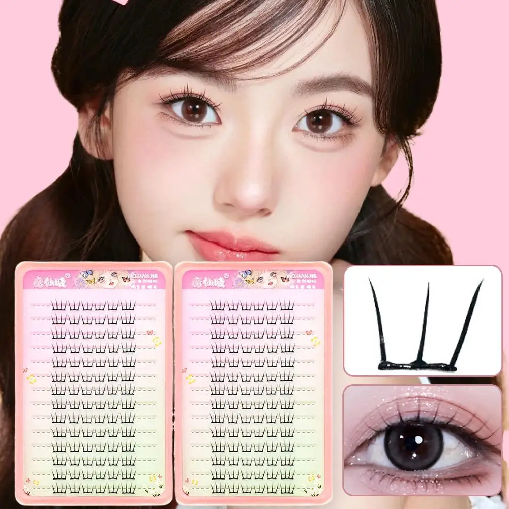 Koreanischen Stil Wimpern Cluster Dichten Comics Künstliche Wimpern Perfekte Make-Up-Tool Für Mädchen Kein Kleber Falsche Wimpern F2Q0