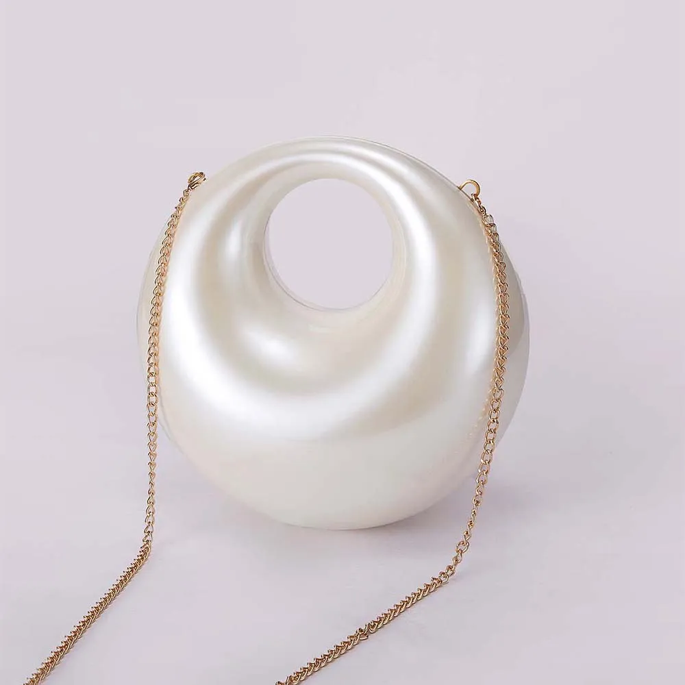 

Новая женская акриловая сумка, модная персонализированная жемчужно-белая сумка с гусиным яйцом, светская сумка для ужина, вечерняя сумка на плечо, женская