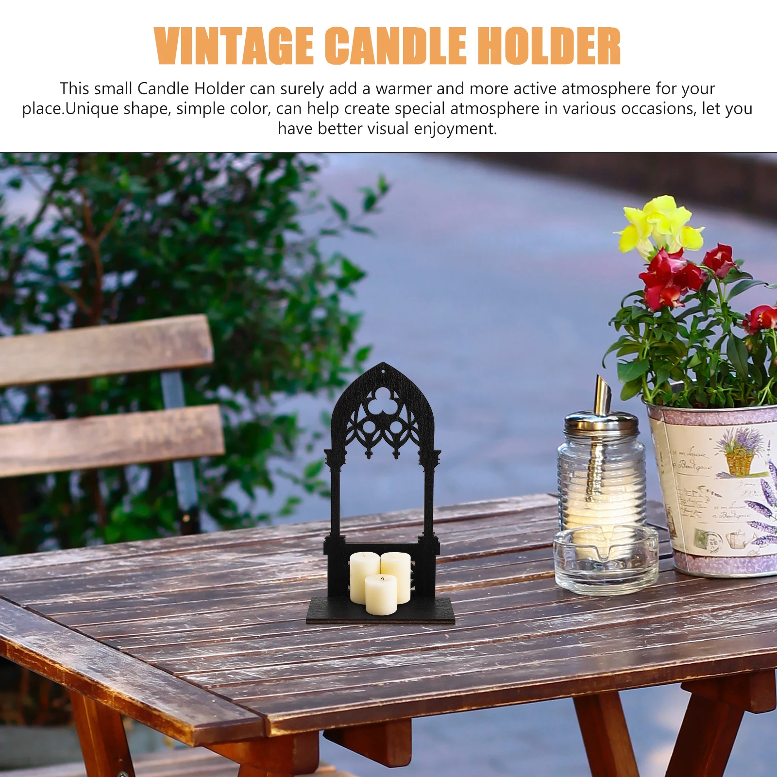 1 Pair Gothic Holder Wooden Gothic Holder Prop Vintage Candlestick Candelabrum Decorative Arch Style Stand Home Decors