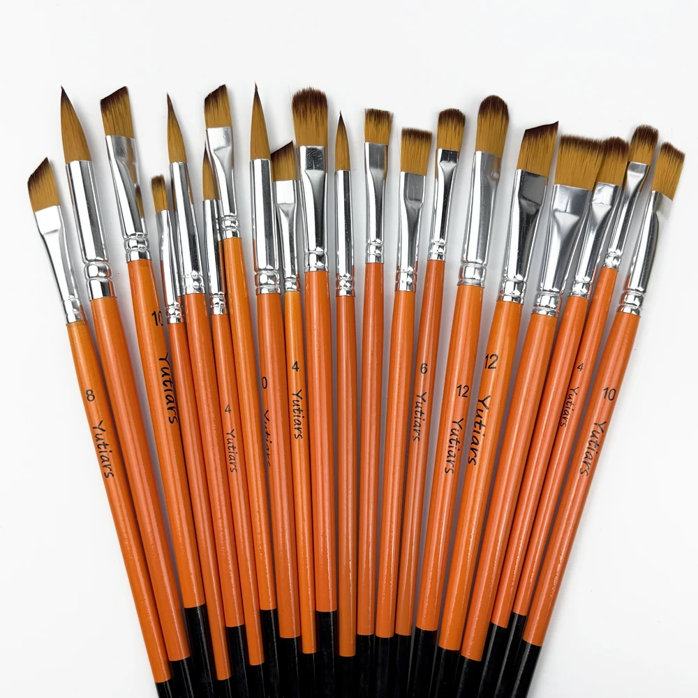 5/20PCS Paint Brush Mixed Shapes Artist Brushes for Acrylic Watercolor Gouache Oil Painting Art Supplies Detail Craft Drawing