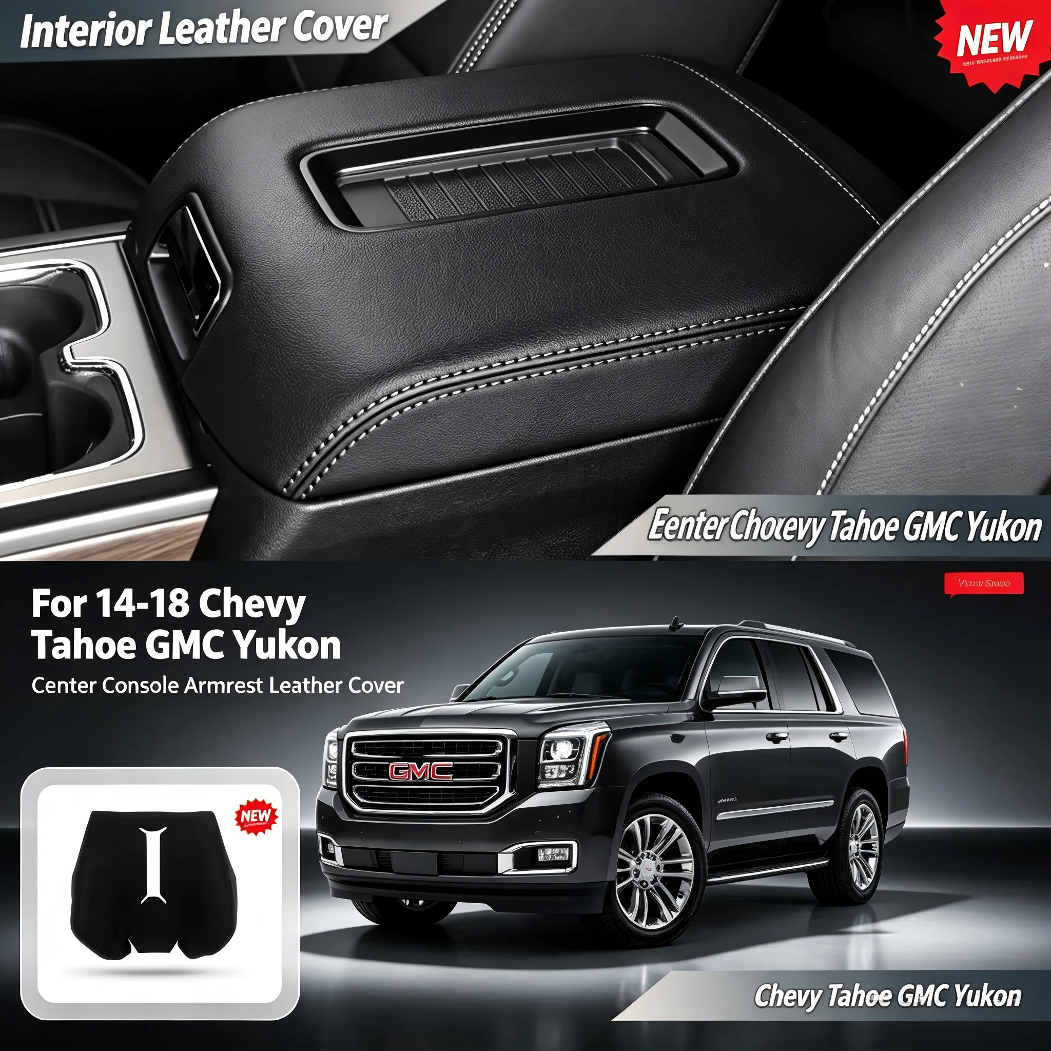 Leather Center Console Armrest Box Replacement Skin Protector Cover Auto Accessories For CHEVROLET Tahoe GMC Yukon 2015-2018