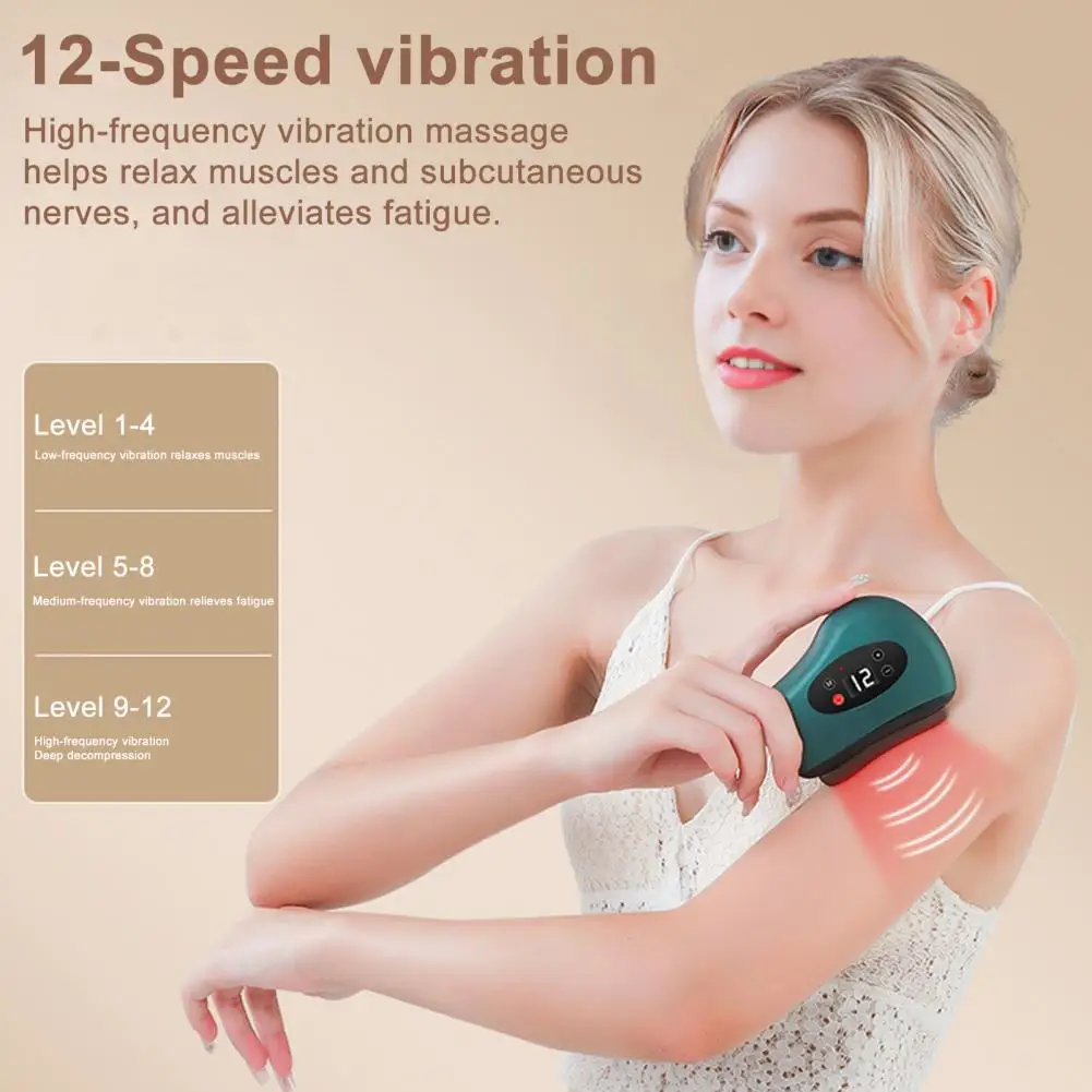 Electric Gua Sha Tool Heated Electric Gua Sha Device with Red Light Therapy Adjustable Vibration Levels for Face Body Massager
