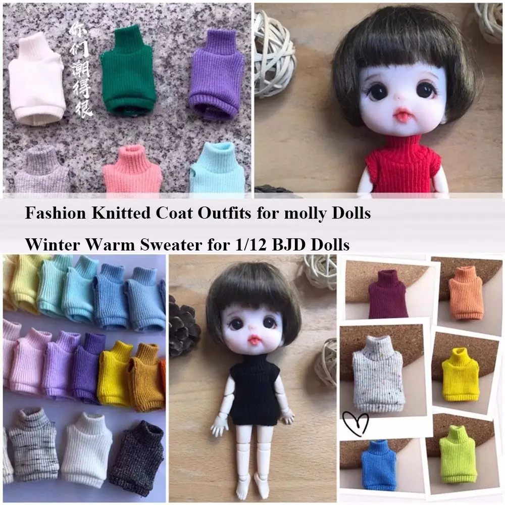 Multicolors Doll Knitted Coat Mini DIY Accessories Winter Warm Sweater High Neck Vest for molly 1/12 Dolls