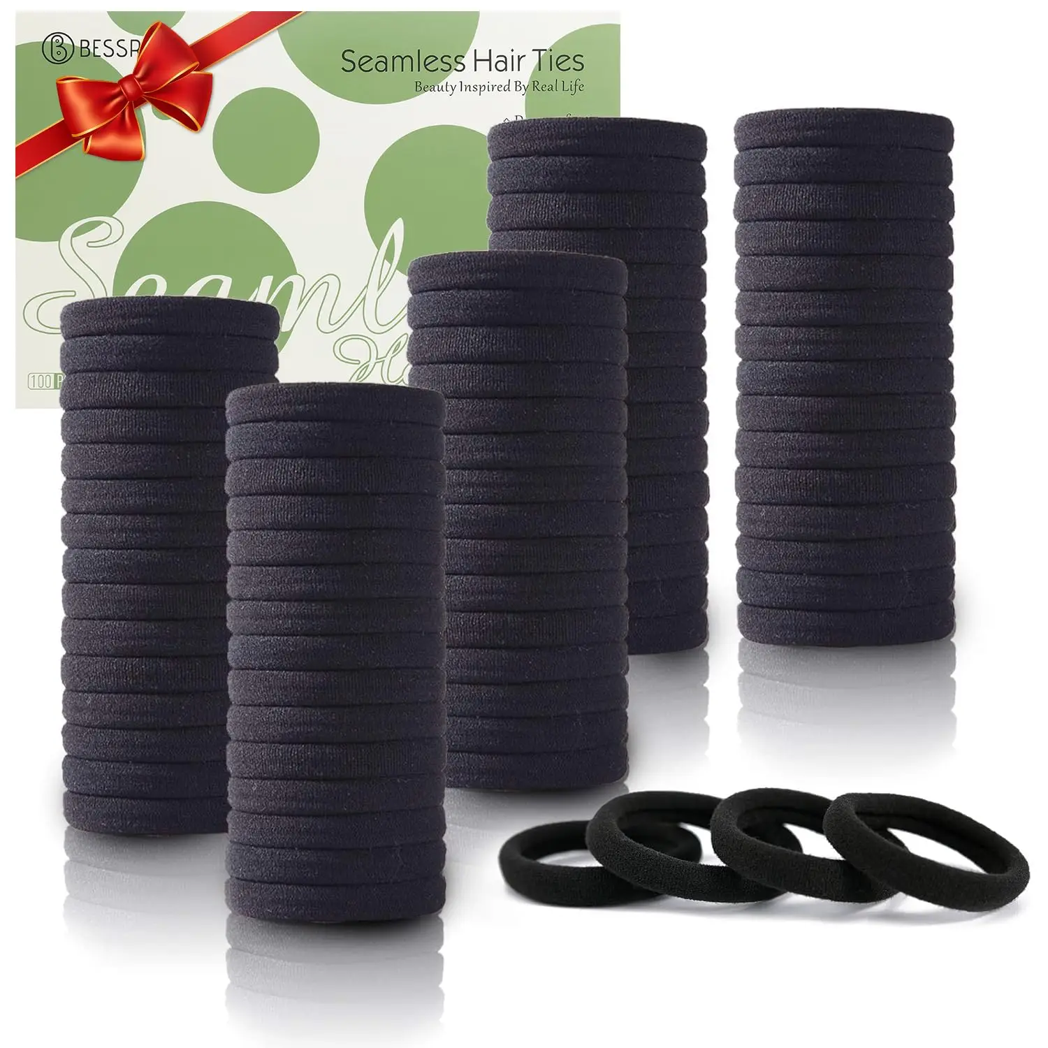 

100PCS Black Hair Ties for Women Girls, Seamless Thick Hair Bands, Elastic No Damage Ponytail Holders for Daily Use