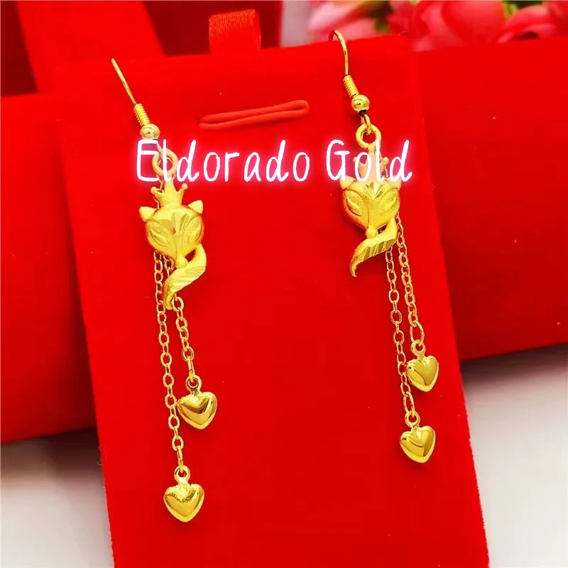 

2025 New ear accessories niche accessories AU750 18K gold women's personalized wind ear line fox tassel jewelry