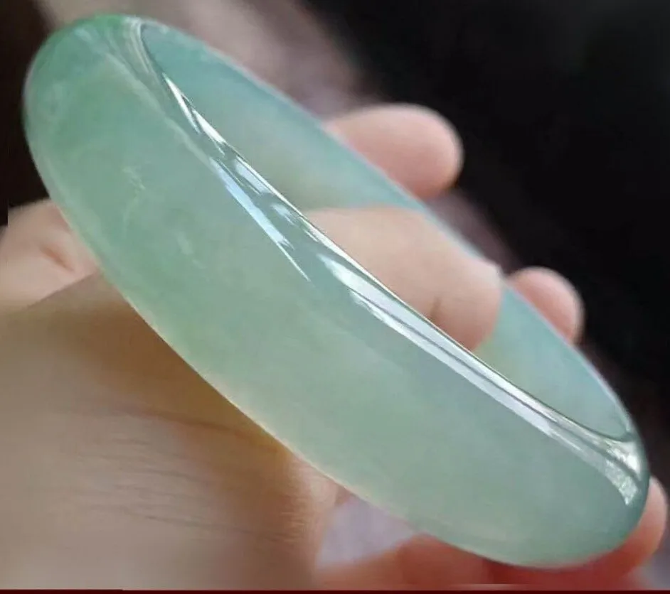 57-58mm Certified Natural Grade AAA Ice Green Burmese Jade jadeite bracelet-----