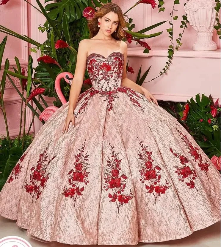 Burgundy Charro Quinceanera Dresses Ball Gown Sweetheart Appliques Lace Mexican Sweet 16 Dresses 15 Anos Customized