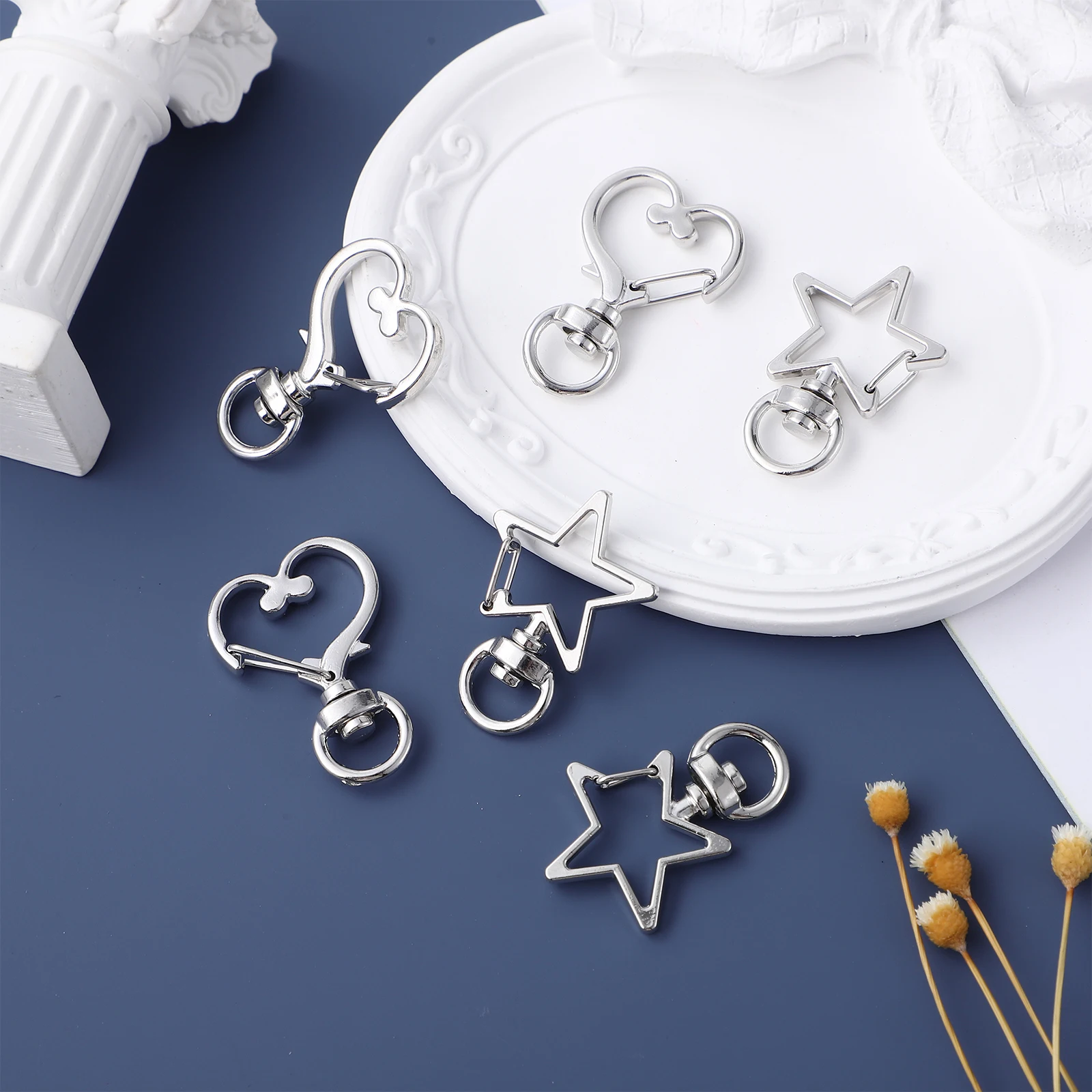 

20 Pcs Lobster Clasp Star Clasps Key Crafts Necklace Claw Hook Shaped Keychain Clip Metal
