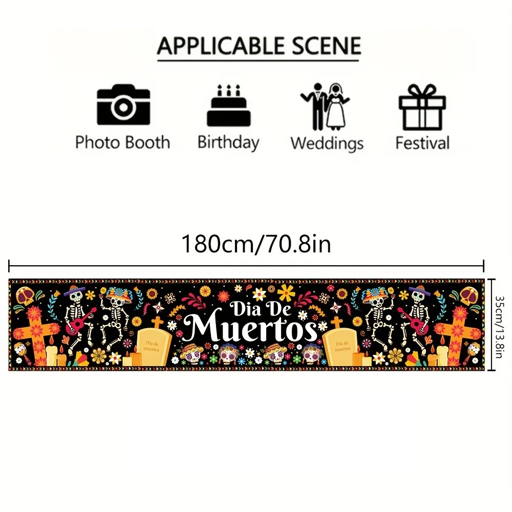 Day of the Dead Table Runner Skull Skeleton Printed Mexican Day of The Dead Party Festival Home Decoration Supplies