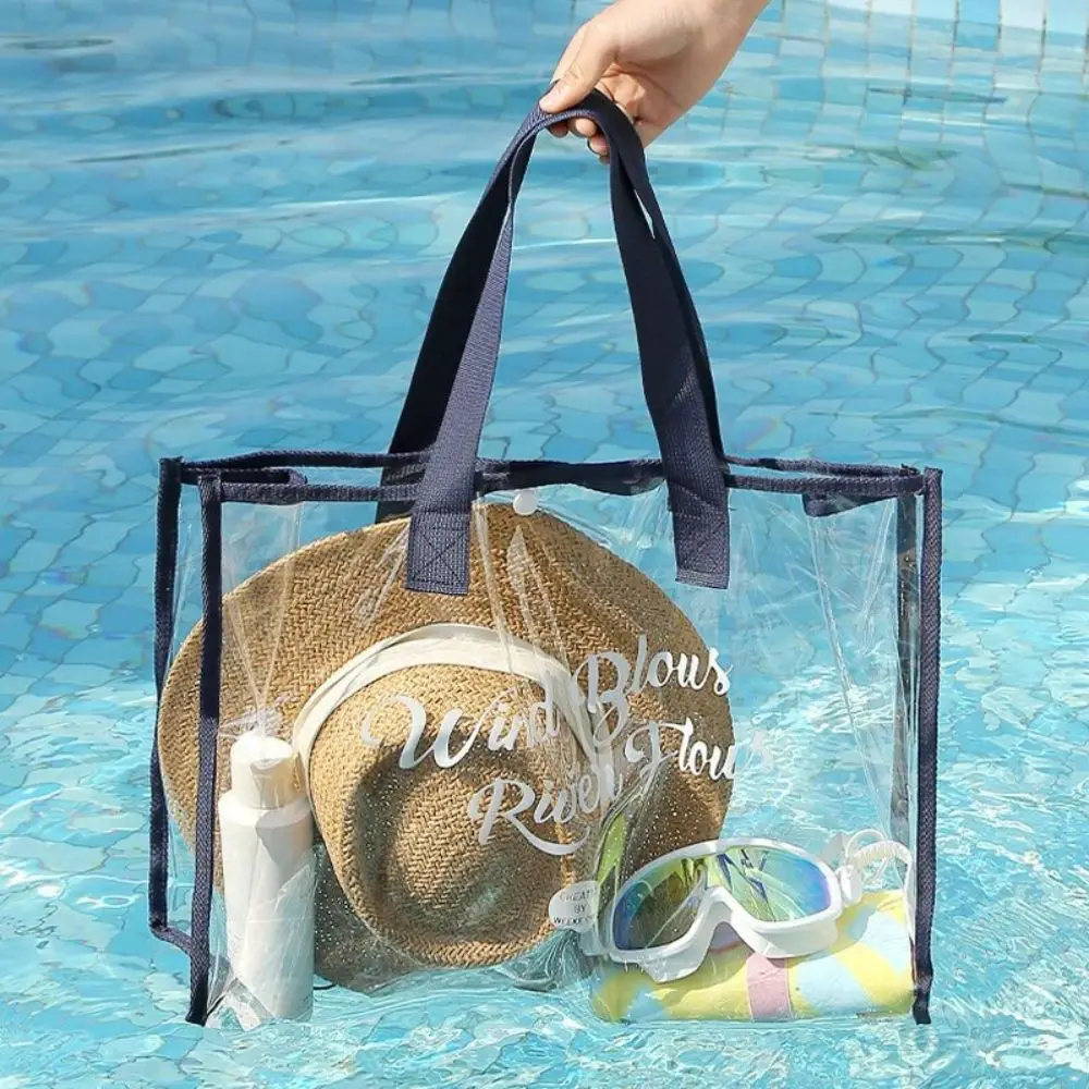 Borsa cosmetica portatile impermeabile trasparente 1PC Borsa da viaggio trasparente Borsa da spiaggia in PVC alla moda