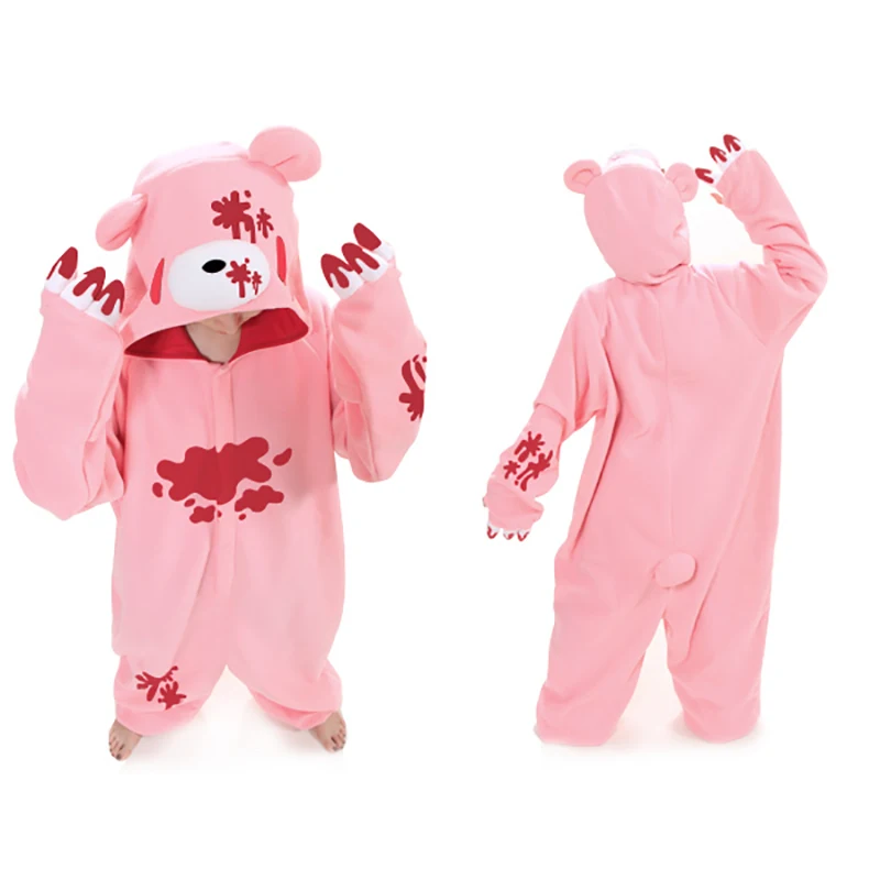 NEW Japan Anime Gloomy Bear Onesies Animal Suits Animal Cosplay Pajamas Pyjama Pink/Black Bear Jumpsuit Party Halloween Costume