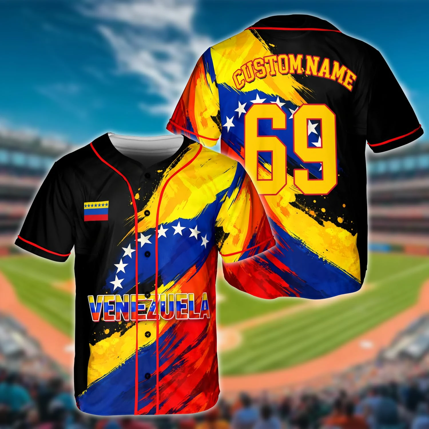 Venezuela Baseball Jersey Custom Name Number Team Flag Shirt Softball Uniform Patriotic Fan Apparel For Adults Youth Shirts