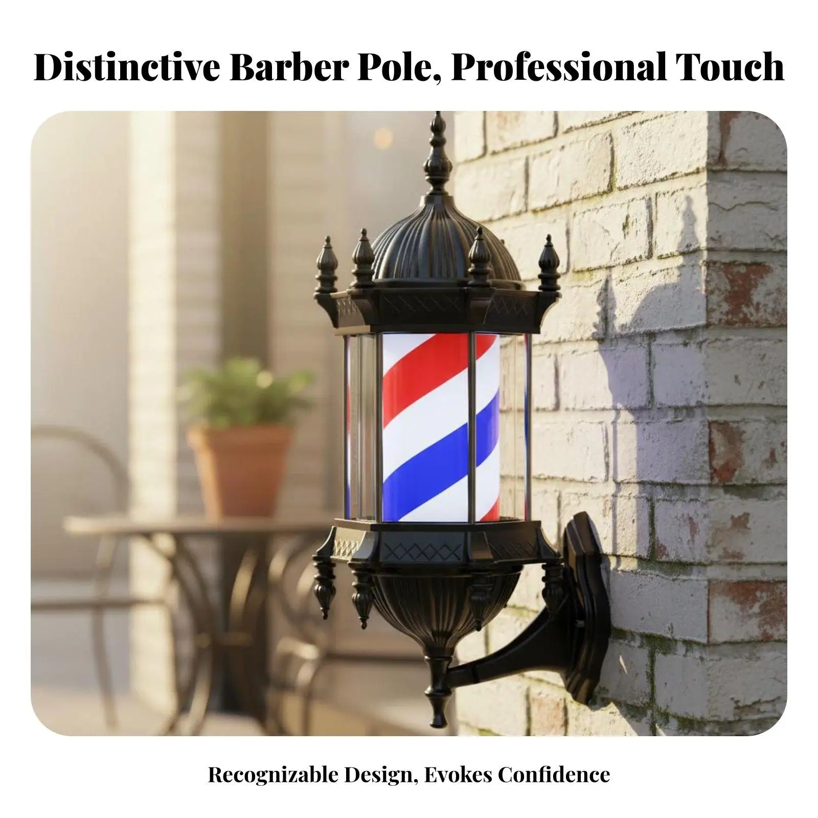 Rotating Barber Pole Light Waterproof LED Barber Pole Light Weather Resistant for Outdoor
