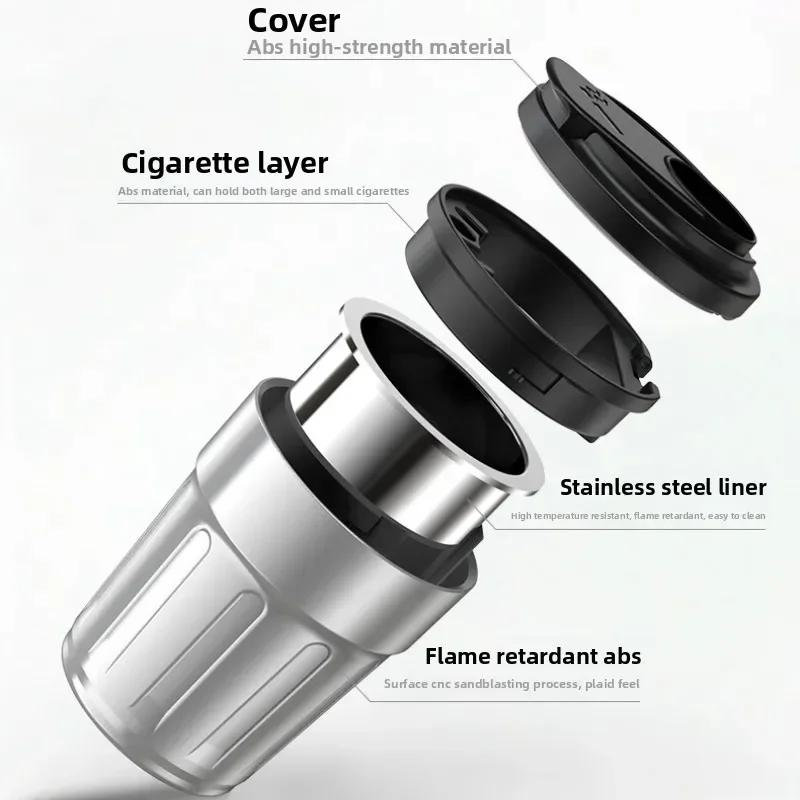 Portable Car Ashtray With Lid Cigarette Ashtray Cup Storage Garbage Container LED Light Car Interior Auto Decor Accessories 5